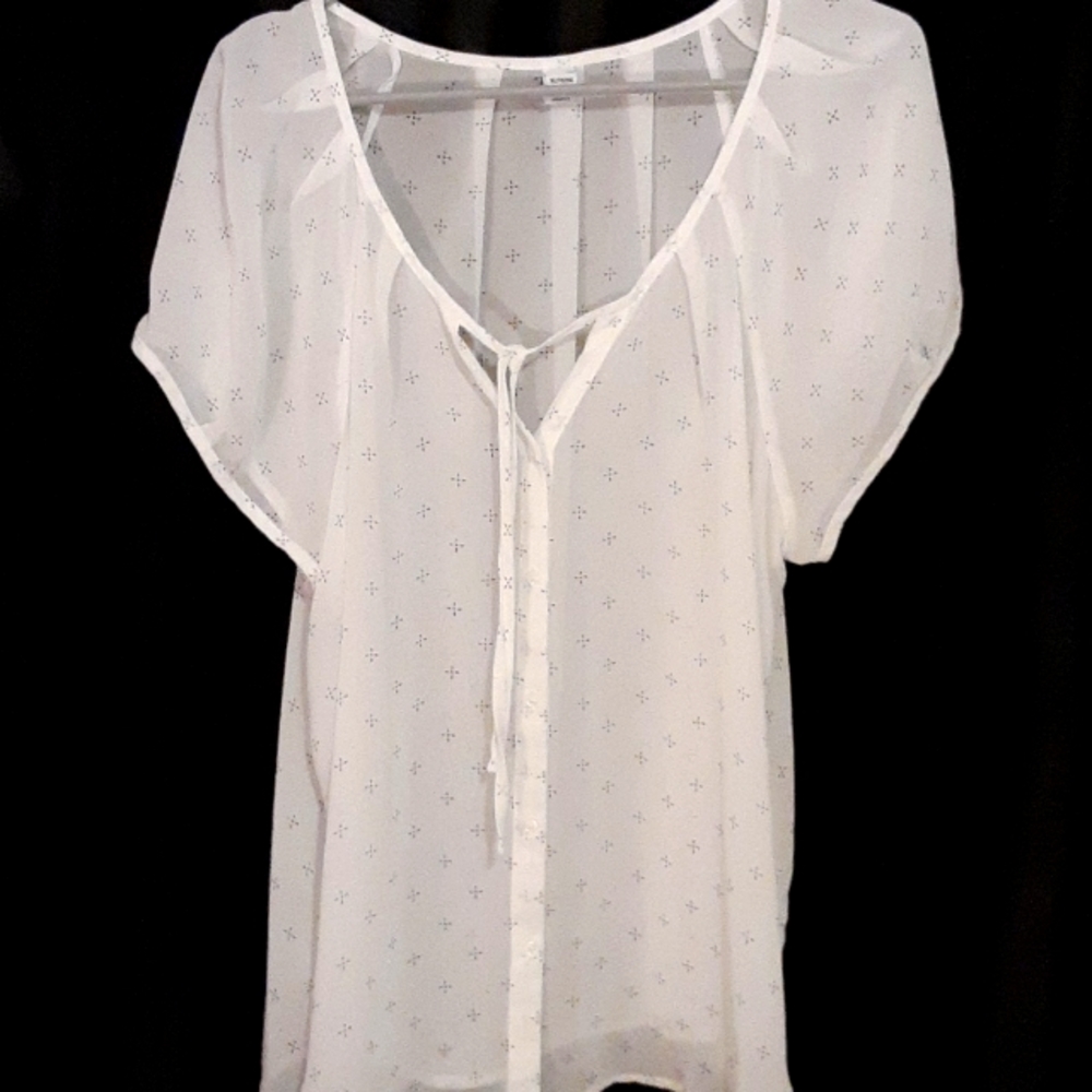 Old Navy, Womens Blouse, White with little Black flowers, XL